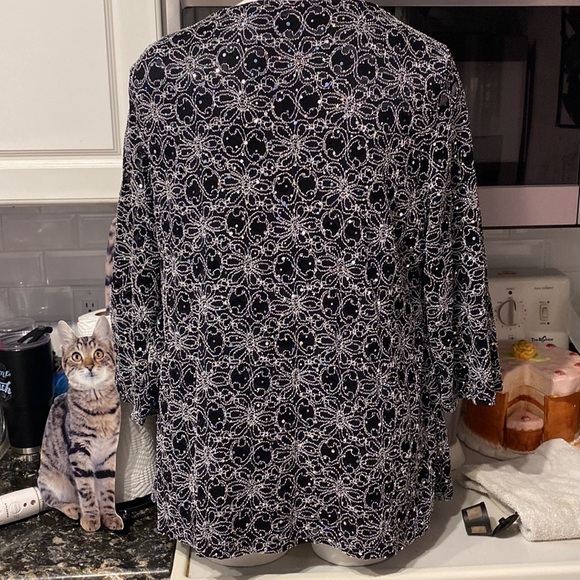 X womens Cato black stretch 3/4 sleeve sparkles plus size party top 18/20W - Picture 3 of 4